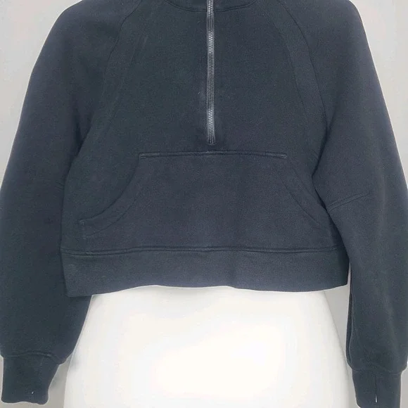 Lululemon‎ Scuba Crop Hoodie Women Size XS/S Half Zip Long Sleeve Black - Picture 3 of 5